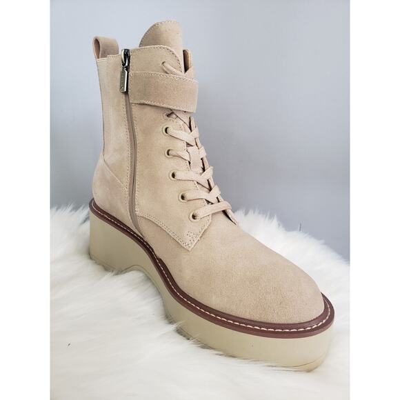 NEW SIZE 10‎ Blondo Goner Waterproof Combat Boots Platform Sand Suede Tan - Picture 3 of 7